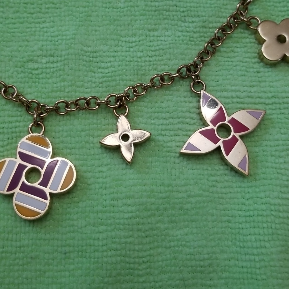 Authentic Louis Vuitton Stripes Flowers Bag Charm - Picture 4 of 8